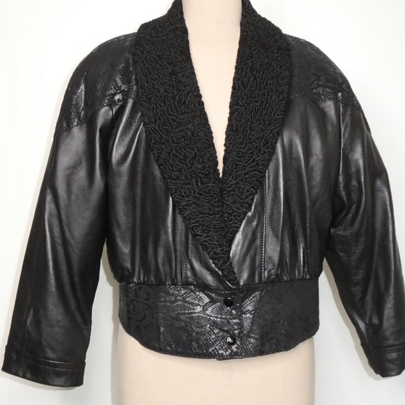 VINTAGE SPEISER FURS  BLACK LEATHER BOMBER STYLE JACKET. - Picture 1 of 16